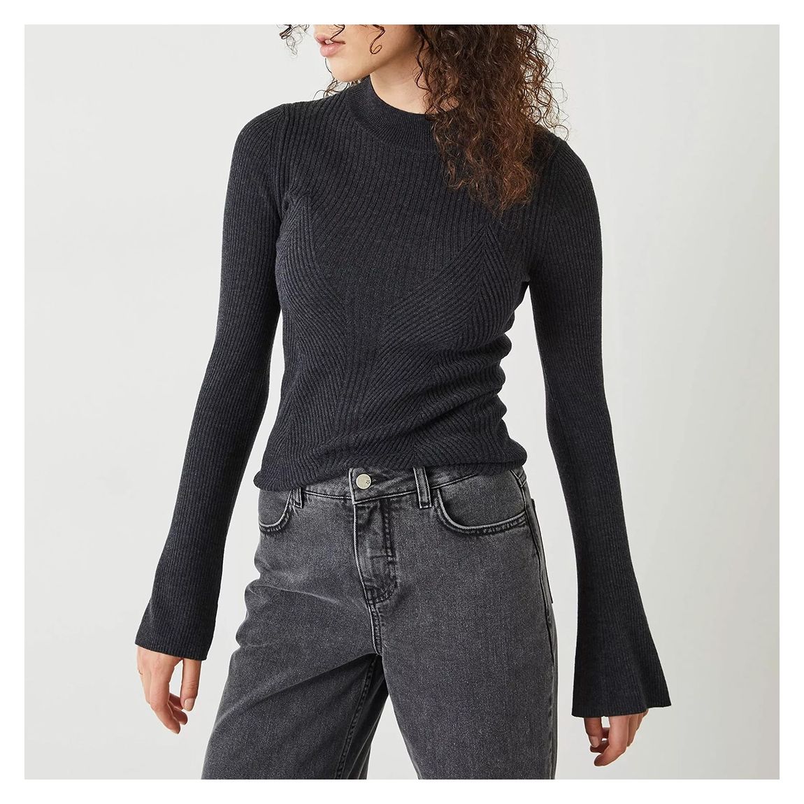 Charcoal Marl Ribbed Wool Blend Jumper main product photo