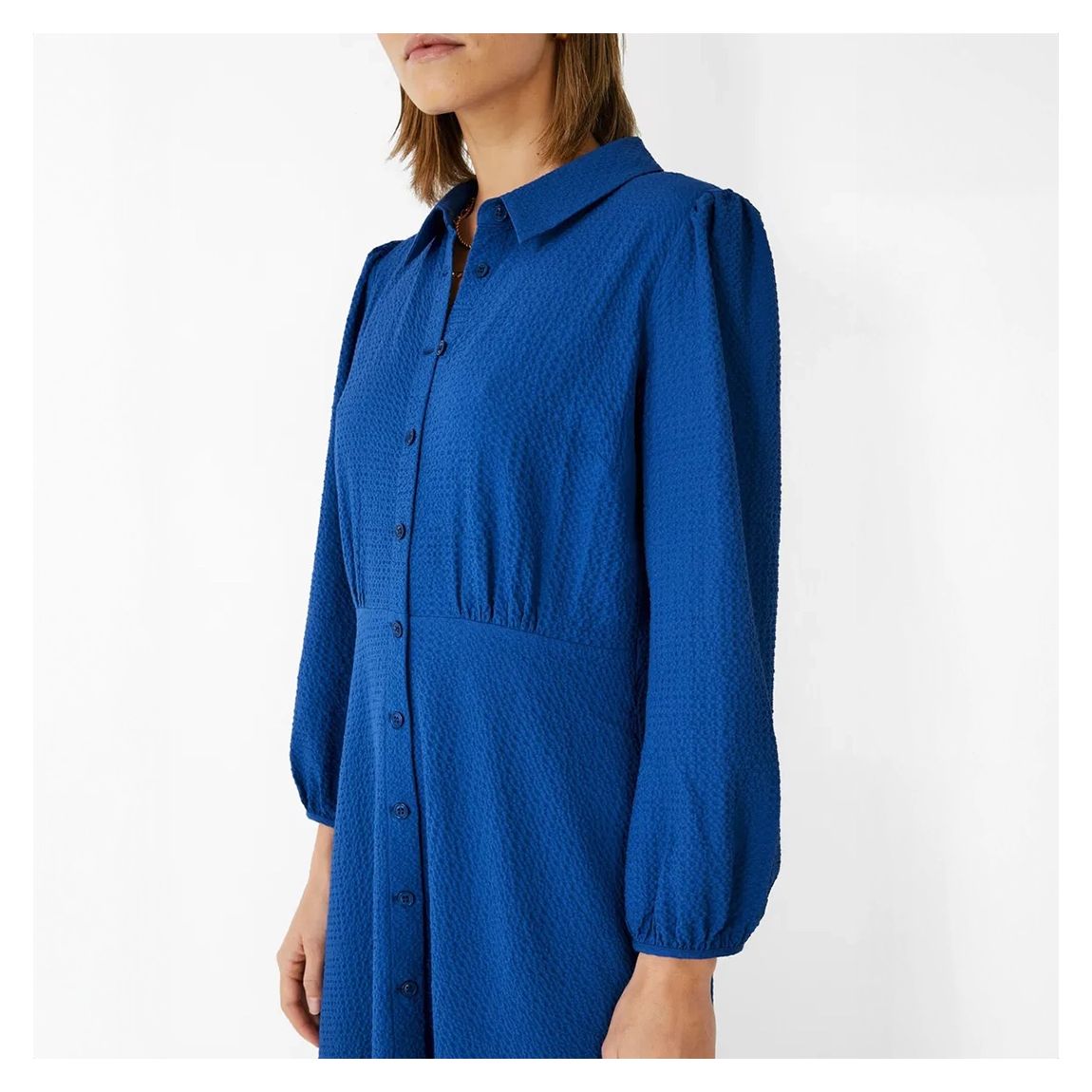 Dark Blue Textured Shirt Dress main product photo