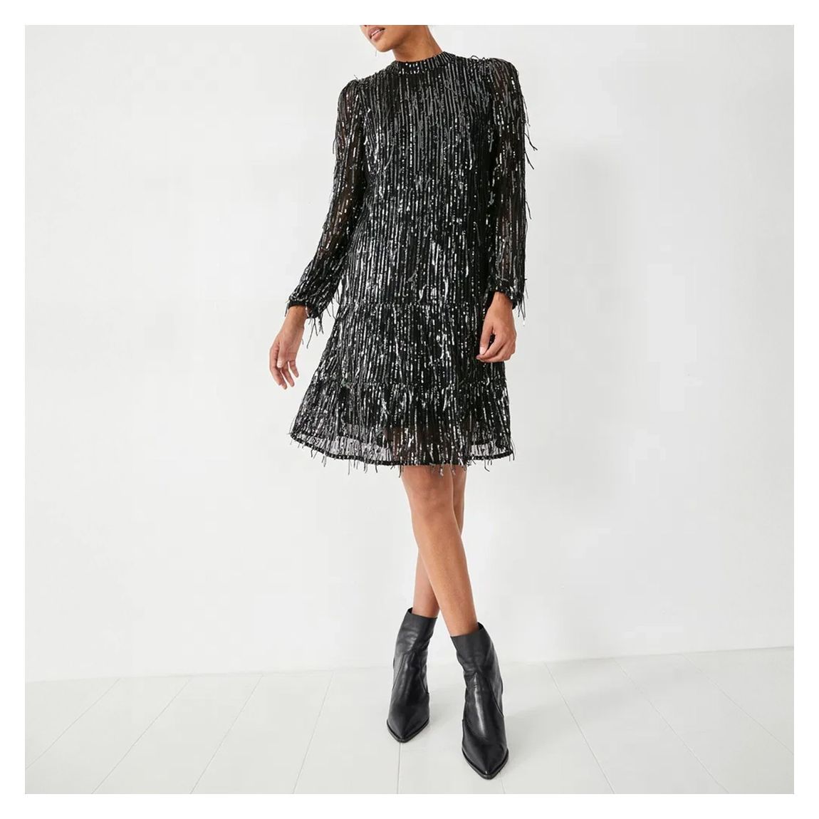 Black Metallic Sequin Mini Dress main product photo