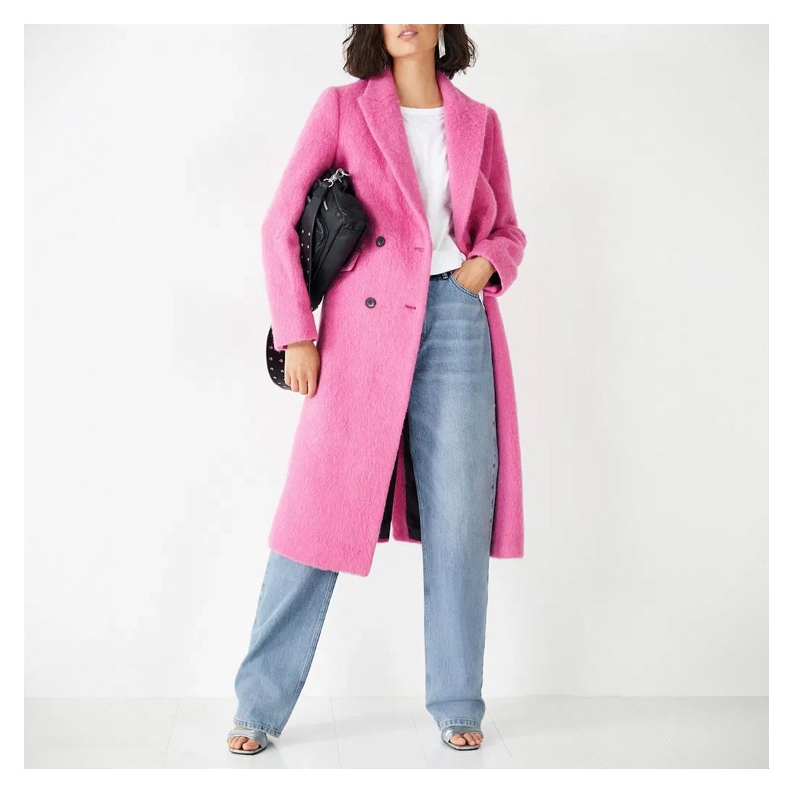 Bright Pink Wool Blend Tailored Coat main product photo