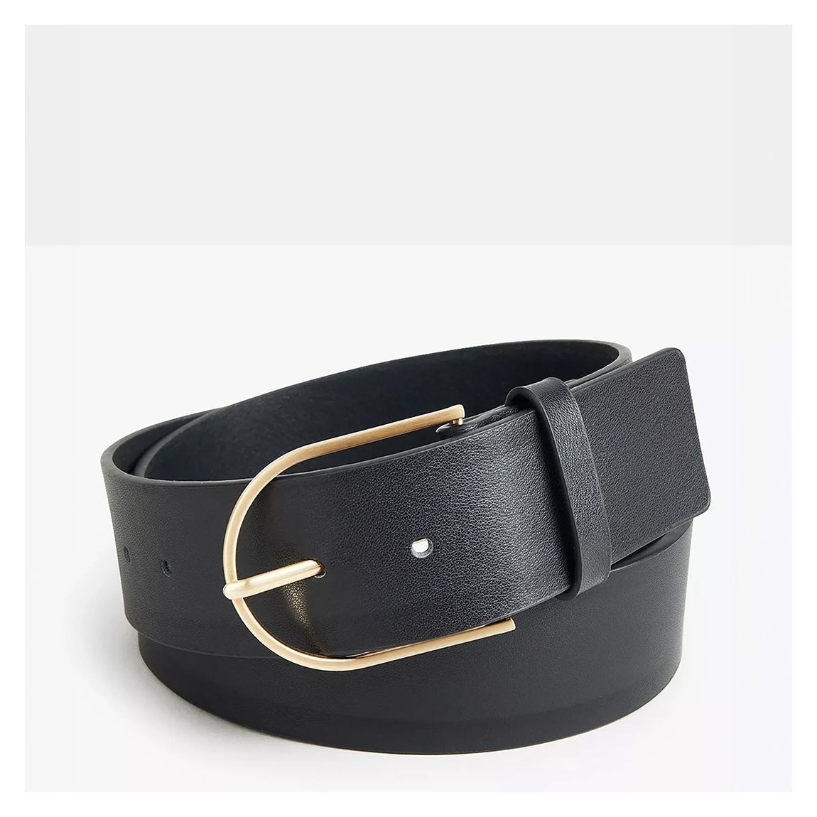 Black D-Buckle Leather Waist Belt main product photo