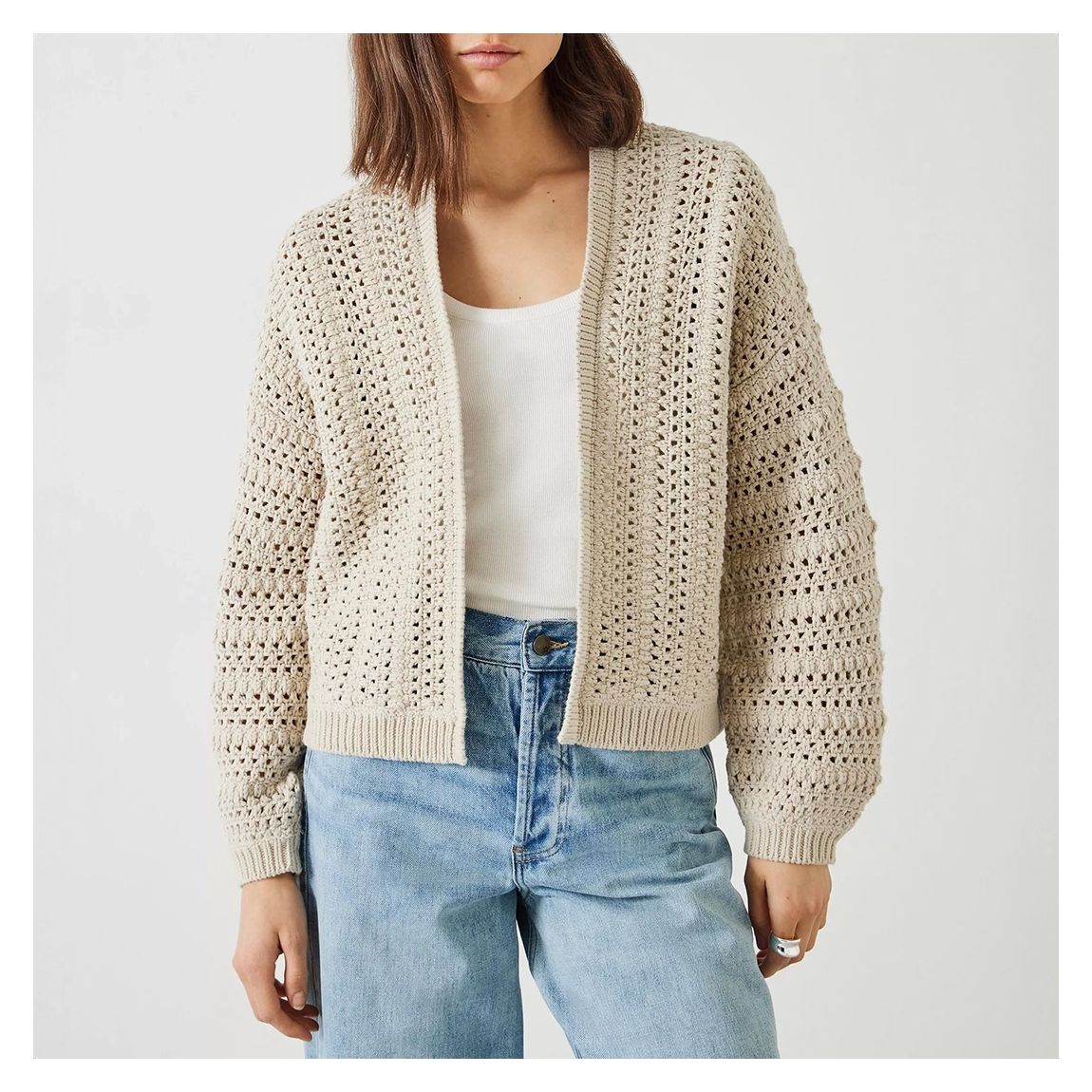 Stone Open Knit Cotton Cardigan main product photo