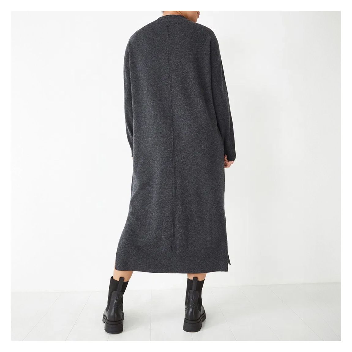 Charcoal Marl Wool Knitted Midi Dress main product photo