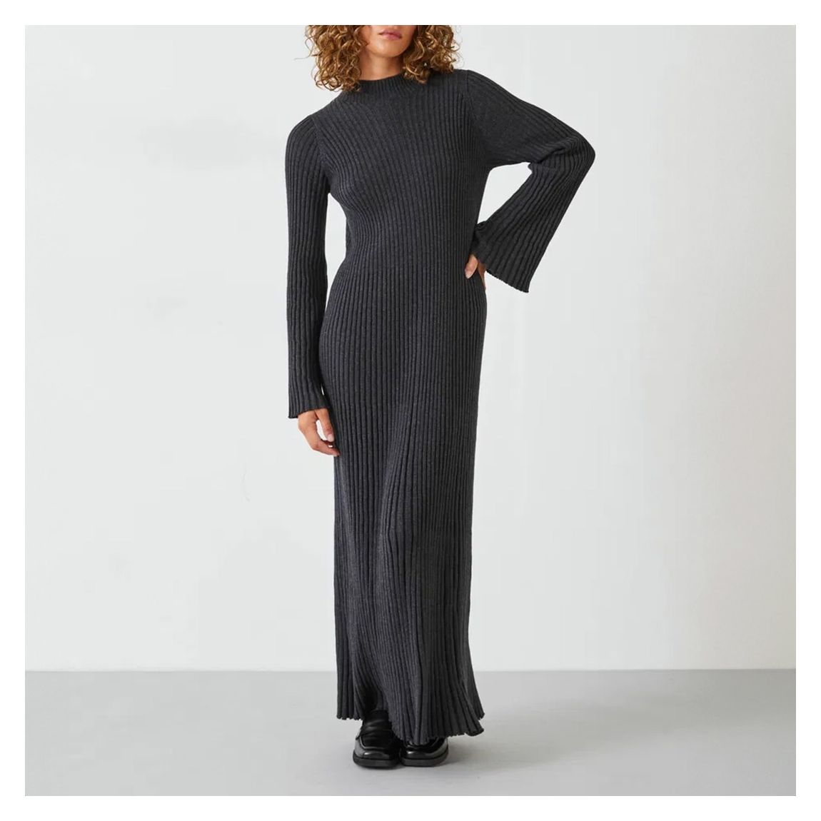 Charcoal Marl Wool Blend Knitted Dress main product photo