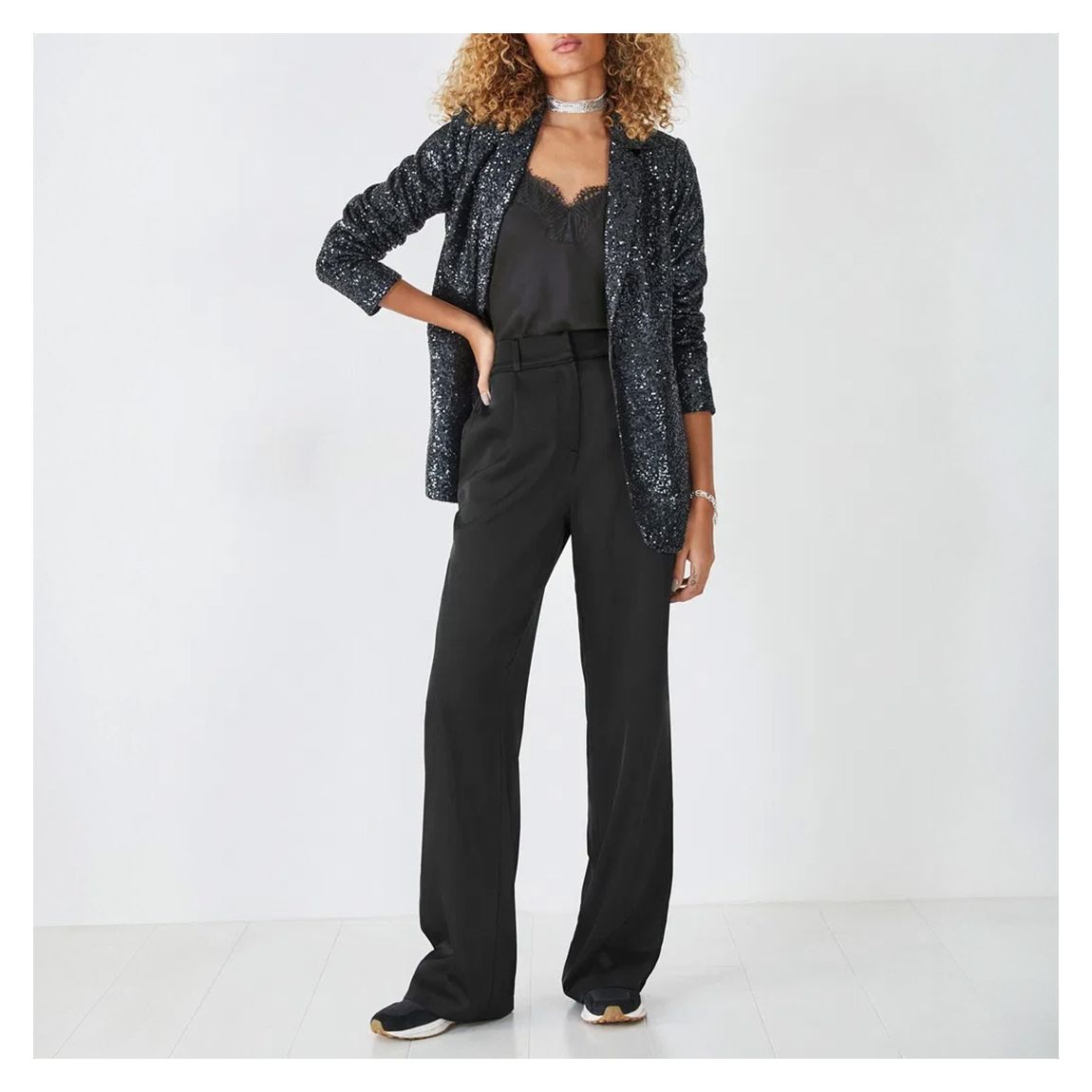 Black Loose Sequin Blazer main product photo