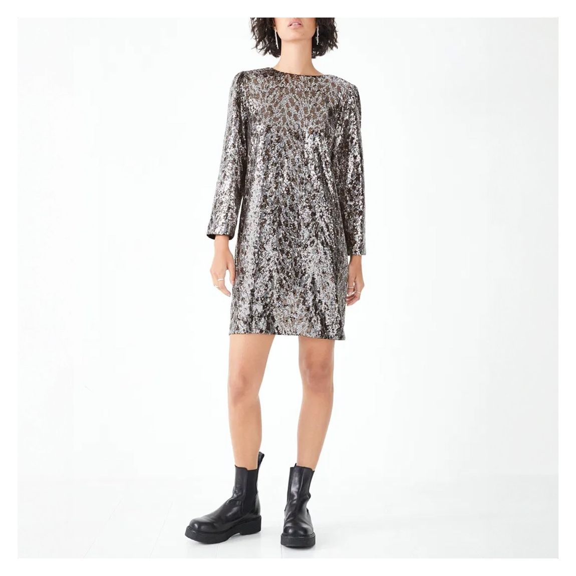 Silver Leopard Sequin Mini Dress main product photo