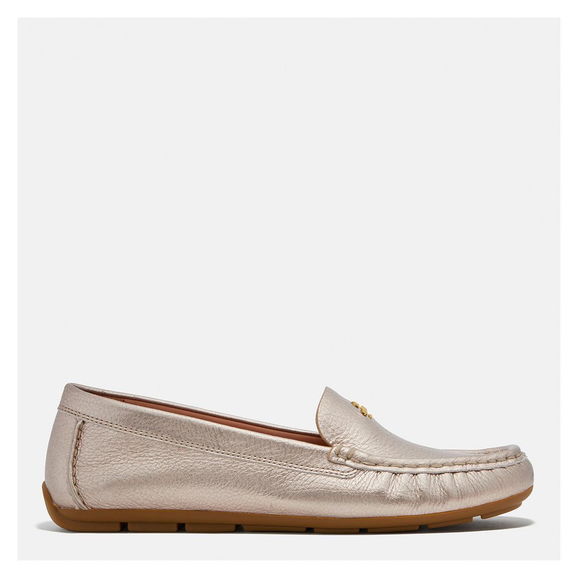 Gold Metallic Marley Leather Flat Shoes main product photo