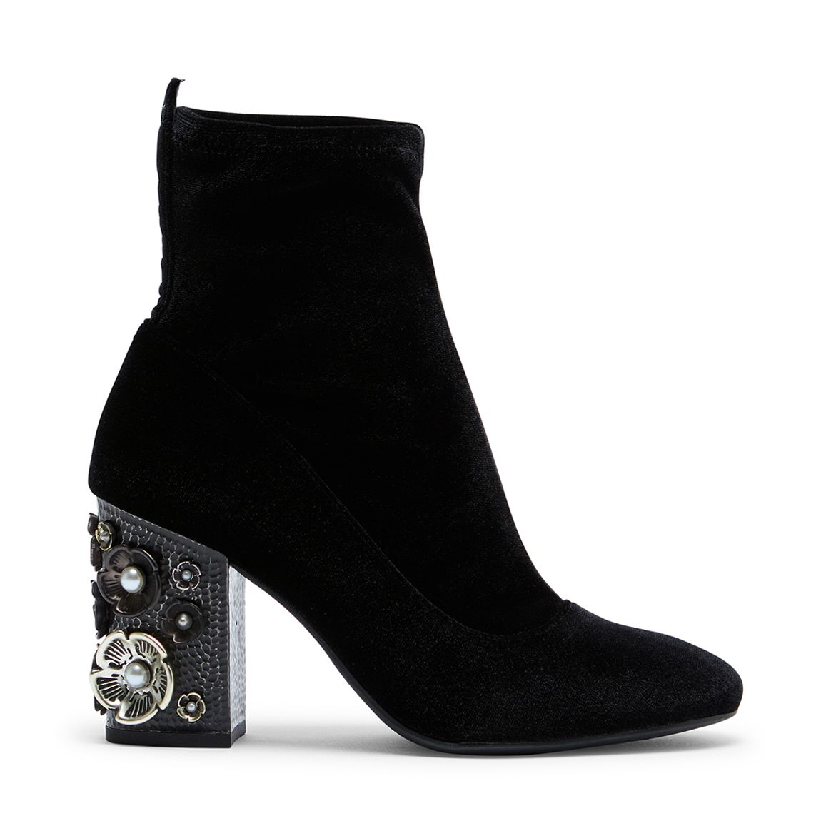 Black Giana Velvet Heeled Ankle Boot main product photo
