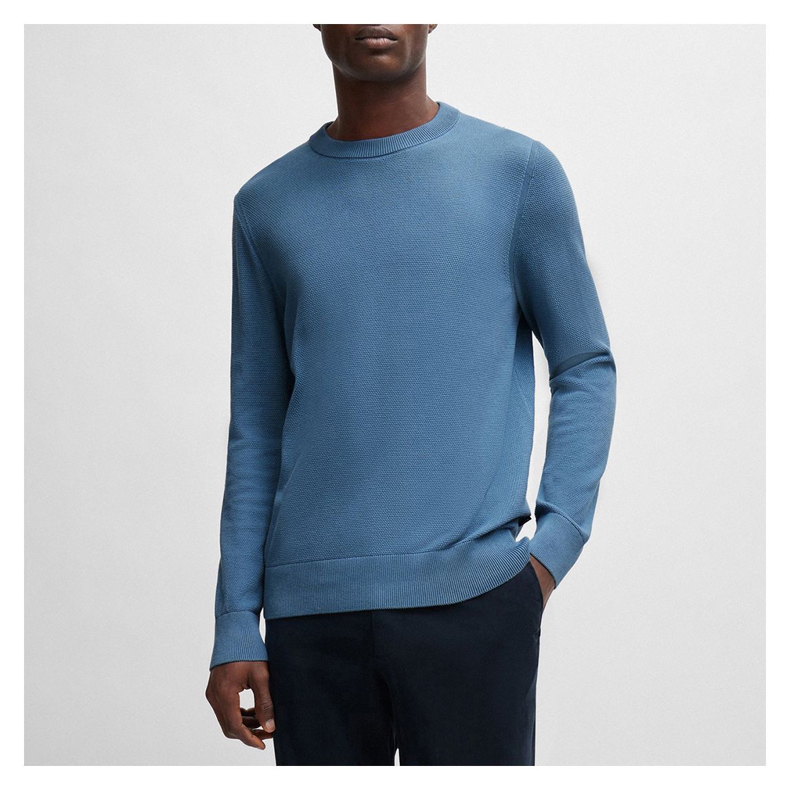 Blue Textured Knit Cotton Jumper main product photo