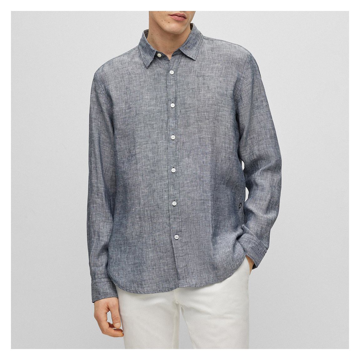 Blue Liam Cotton Blend Shirt main product photo