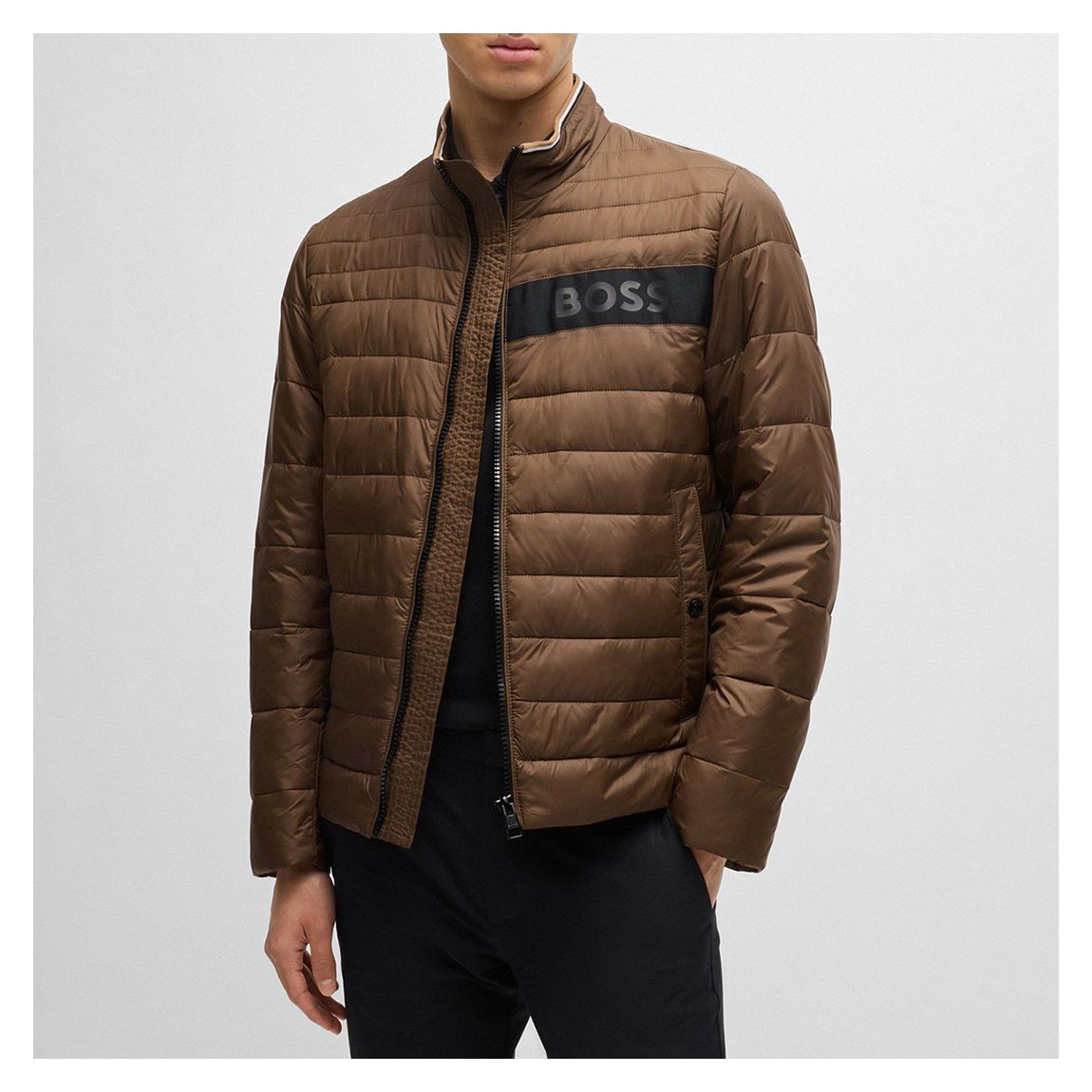 Open Green Zip Puffer Coat main product photo
