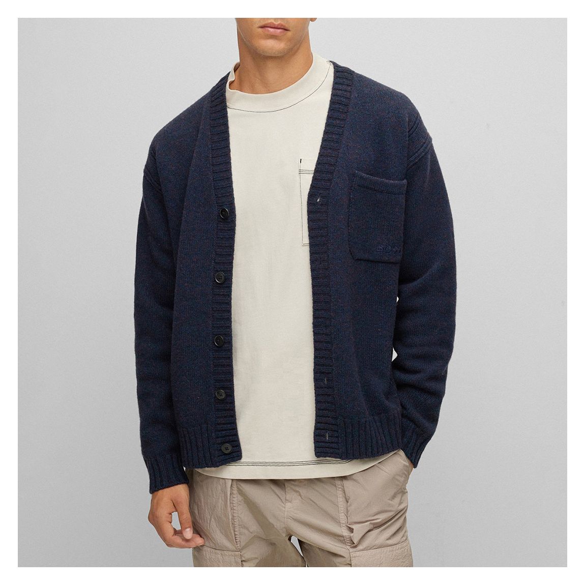 Dark Blue Kouzzle V-Neck Cardigan main product photo