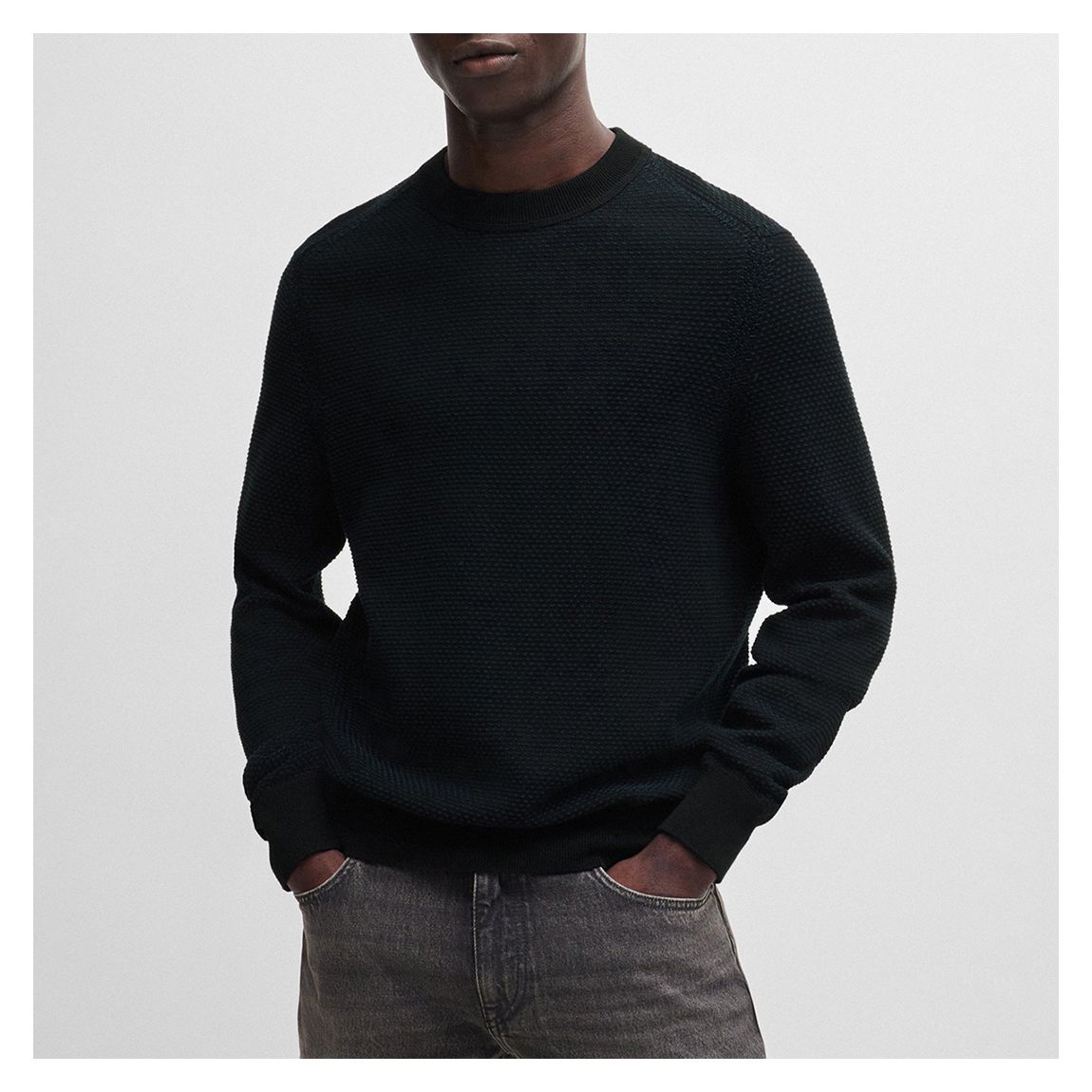 Black Textured Crew Neck Jumper main product photo