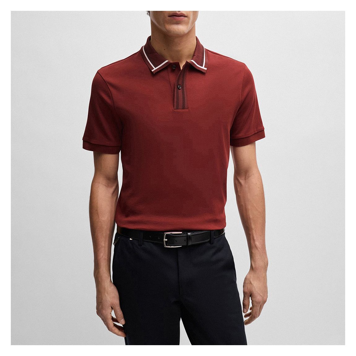Brown Contrast Cotton Polo Shirt main product photo