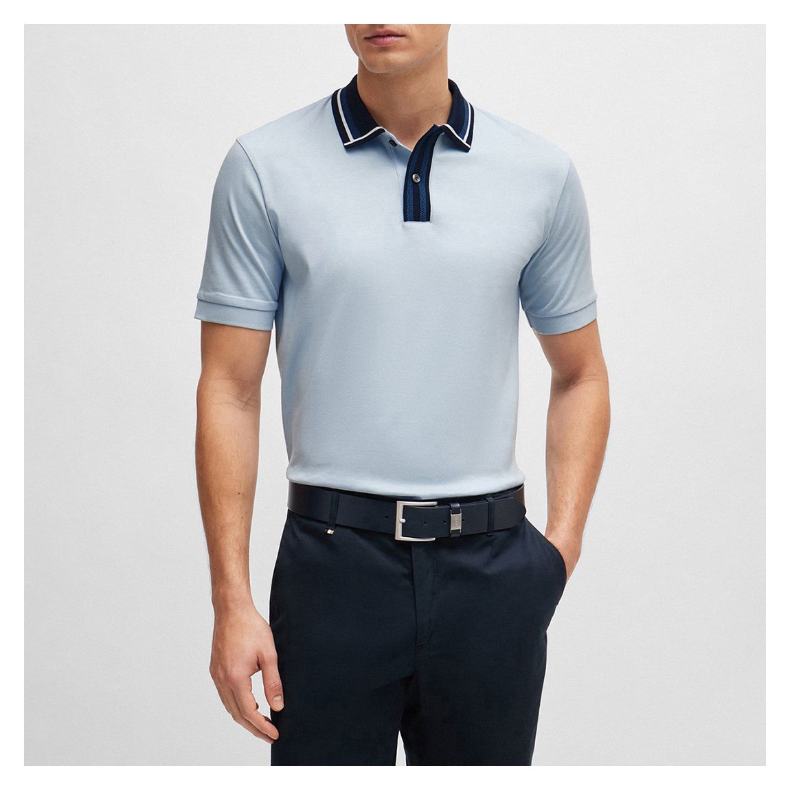 Light Blue Contrast Cotton Polo Shirt main product photo