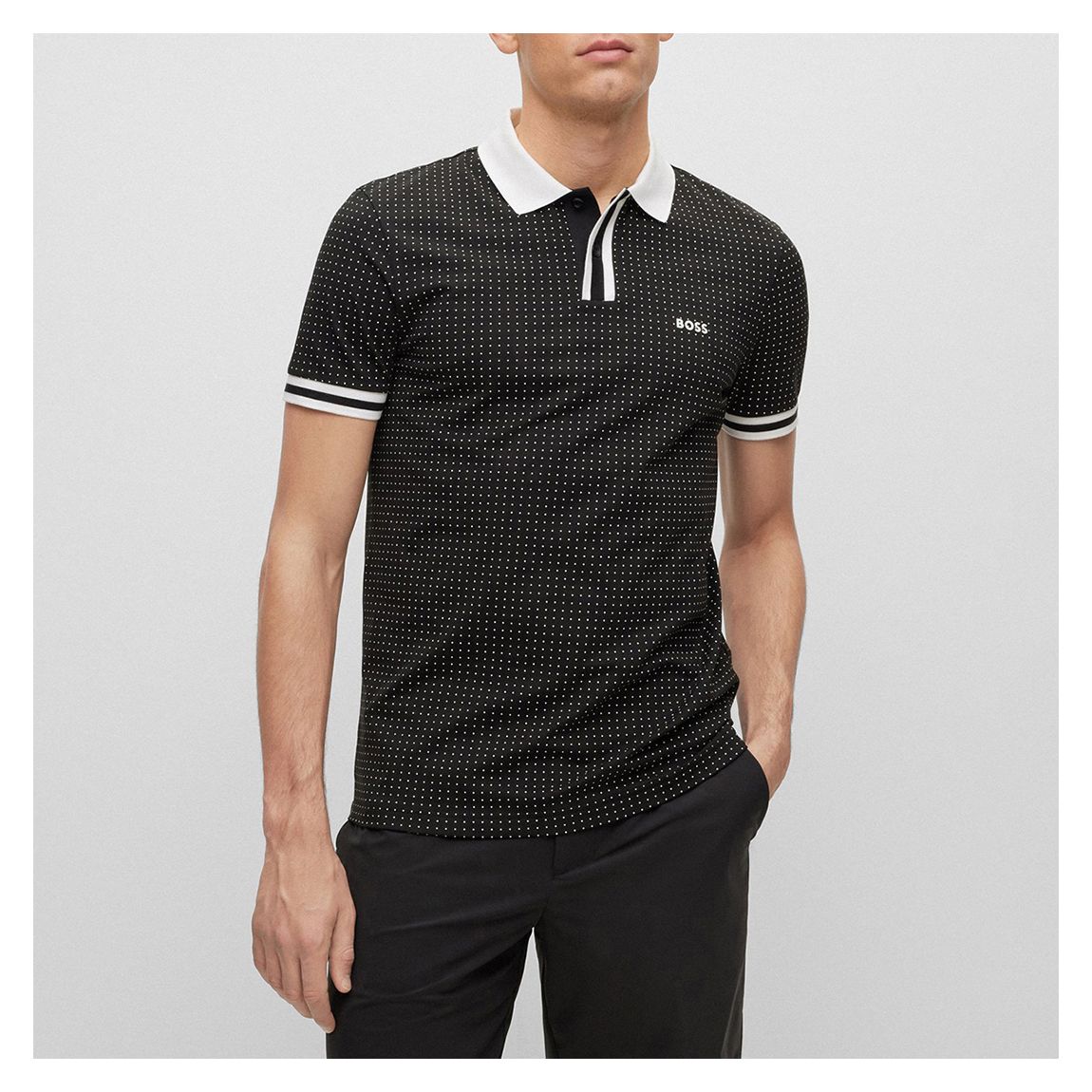 Black Paddy Patterned Polo Shirt main product photo