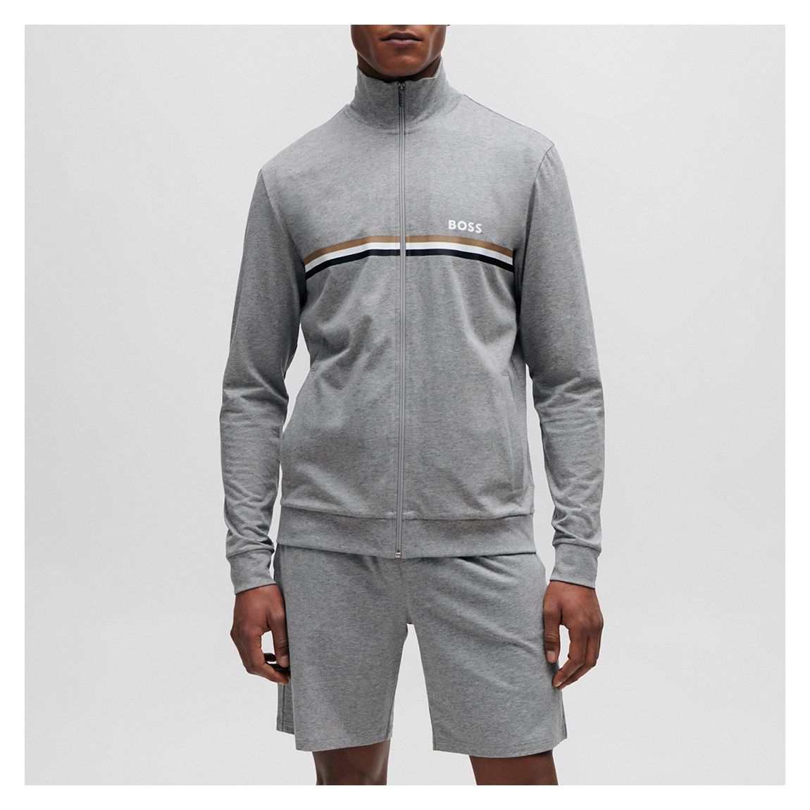 Grey Zip Jacket Short Lounge Set main product photo