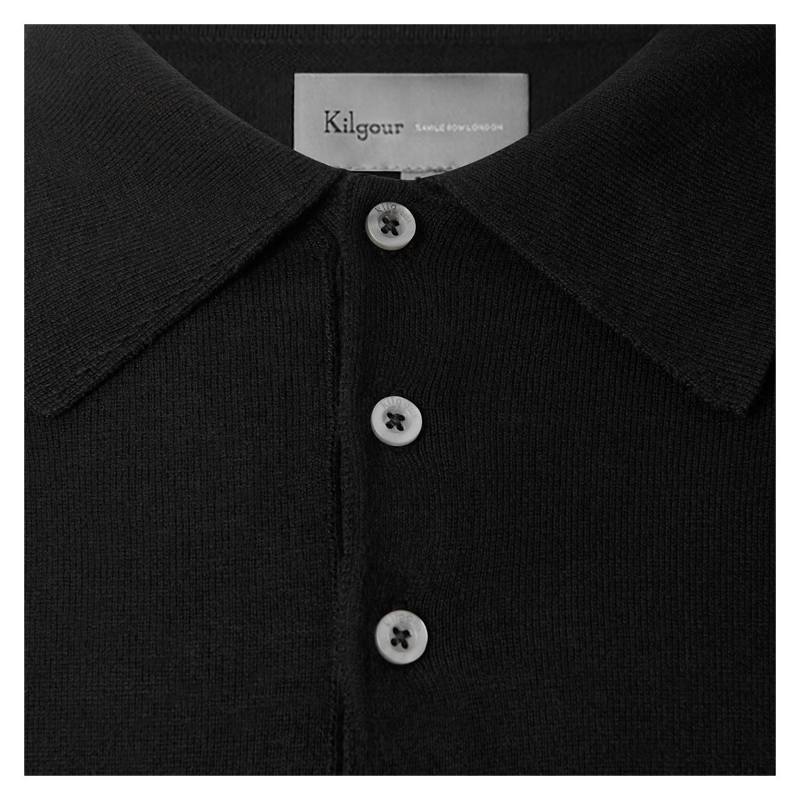 Black Cotton Cashmere Long Sleeve Polo main product photo