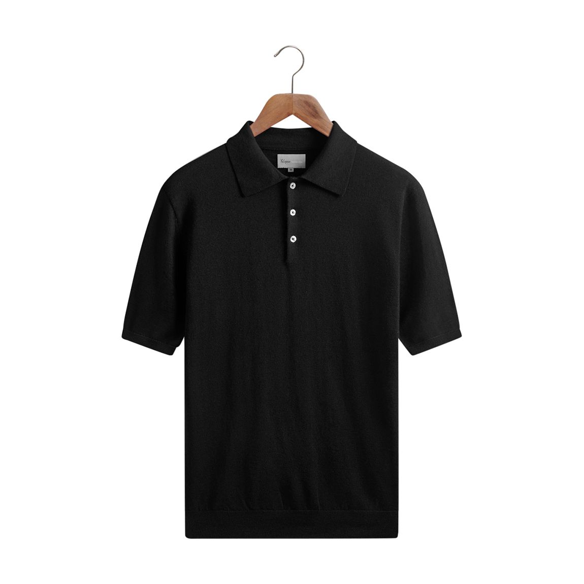 Black Merino Wool Polo Shirt main product photo