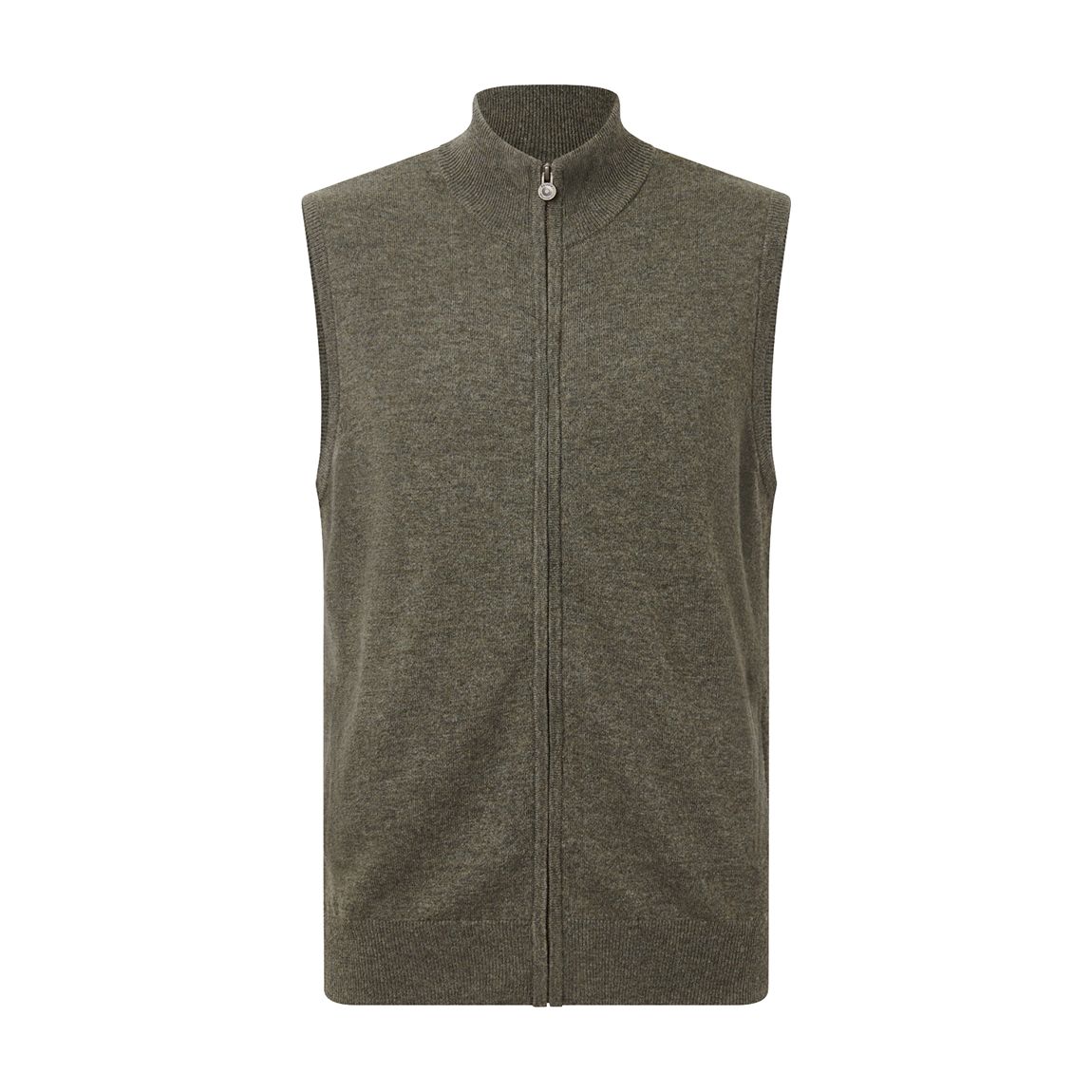 Khaki Full Zip Wool Cashmere Gilet main product photo
