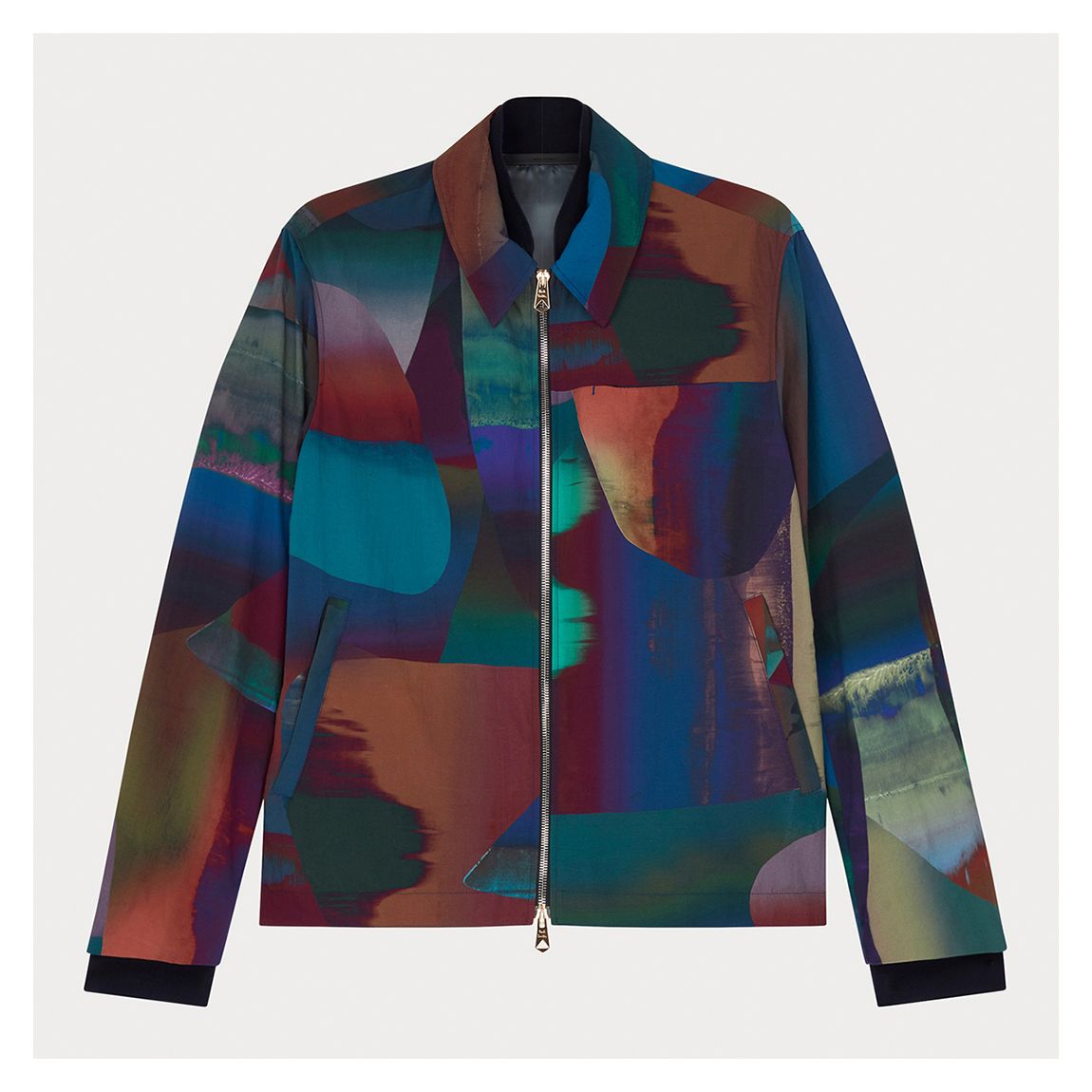 Navy Abstract Print Zip Jacket main product photo