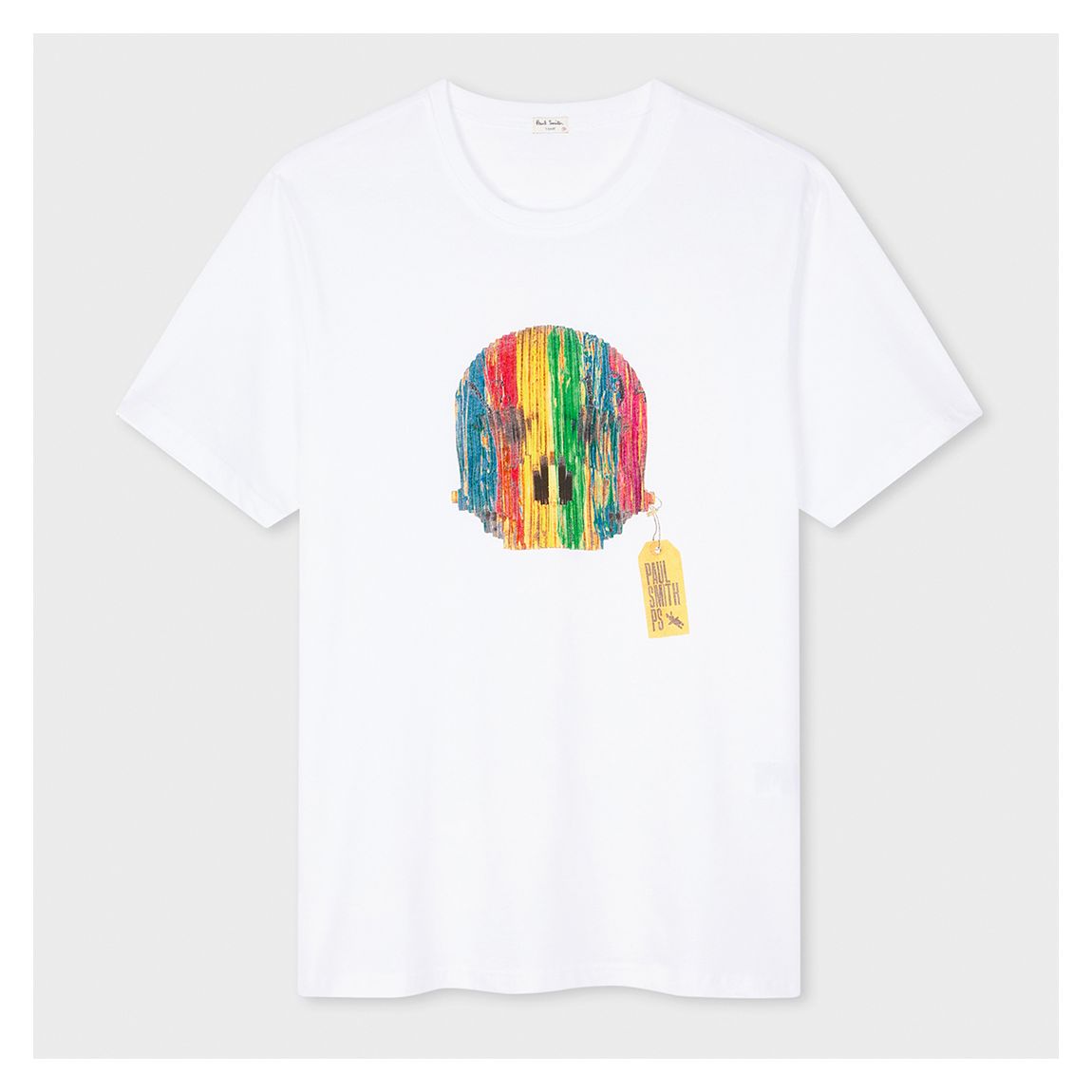 White Printed Wooden Skull Cotton T-Shirt main product photo