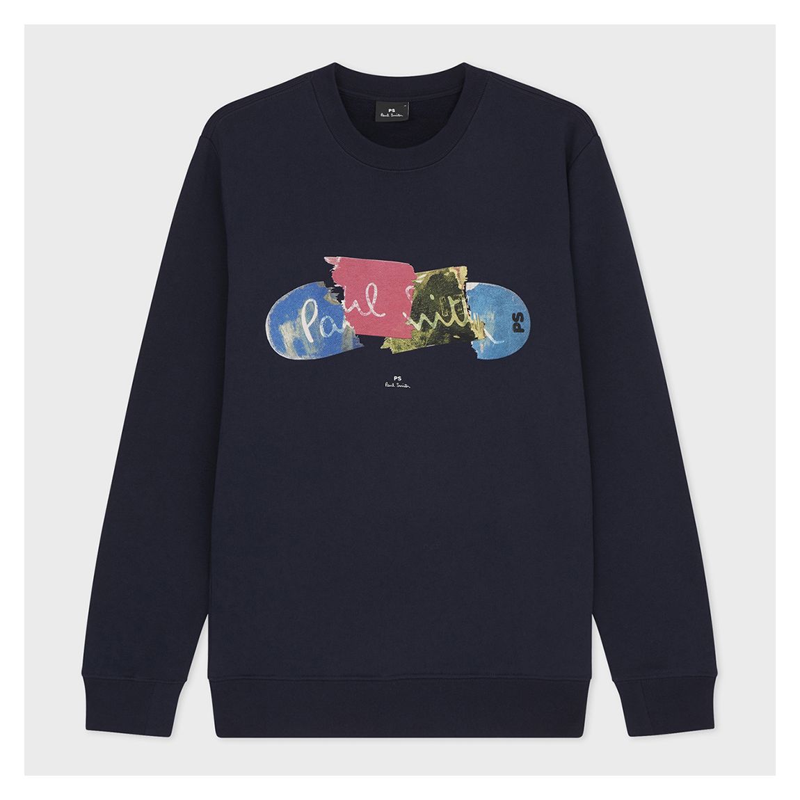 Navy Printed Broken Board Cotton Sweatshirt main product photo