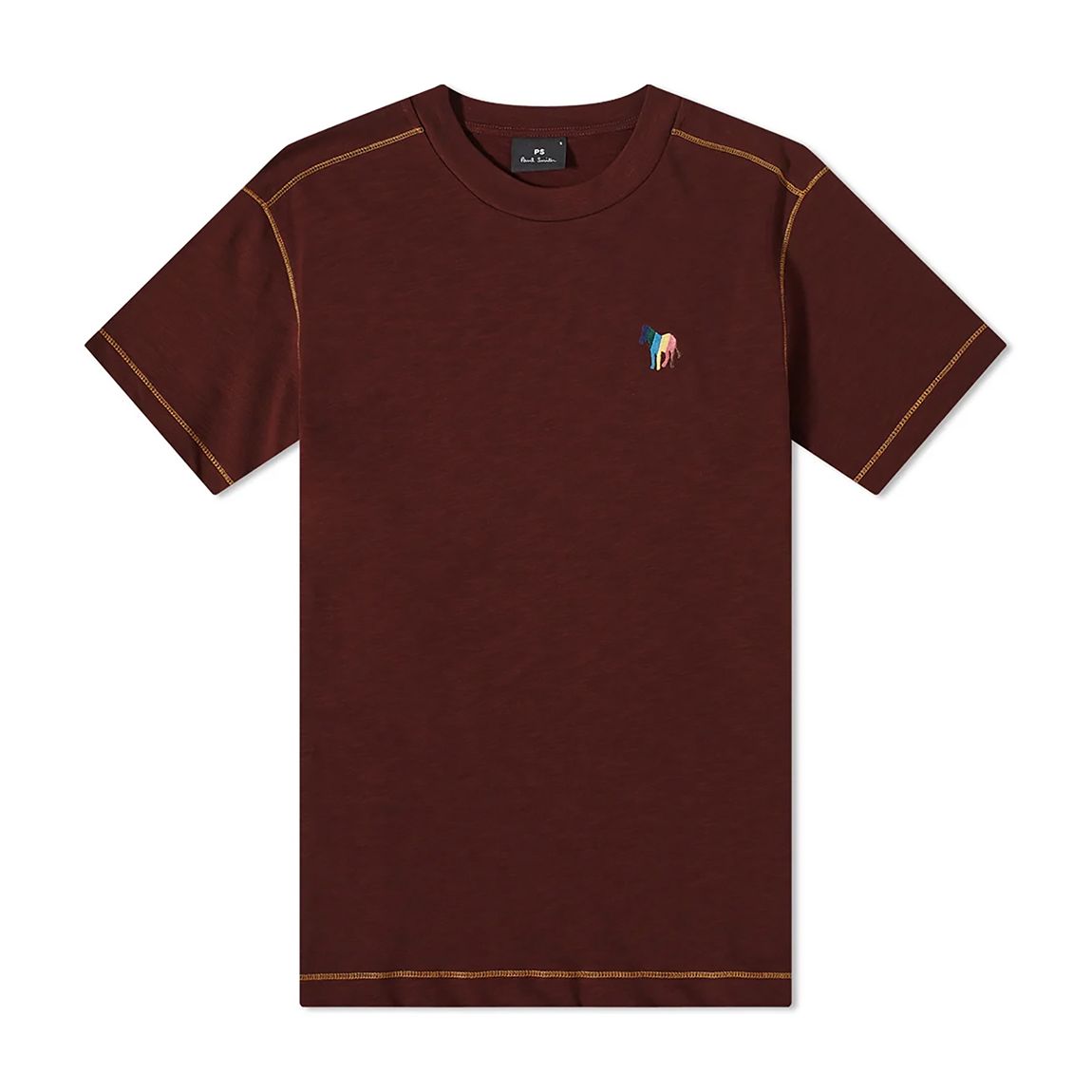 Burgundy Contrast Stitch Cotton T-Shirt main product photo