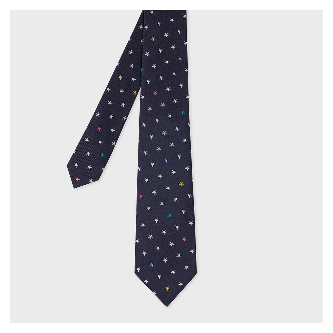 Black Star Print Silk Tie main product photo