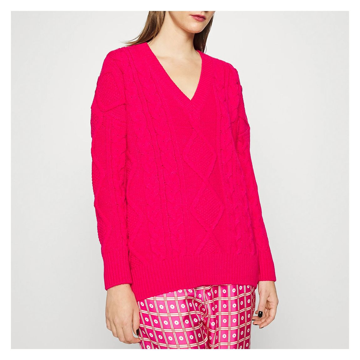 Pink Cable VNeck Jumper main product photo