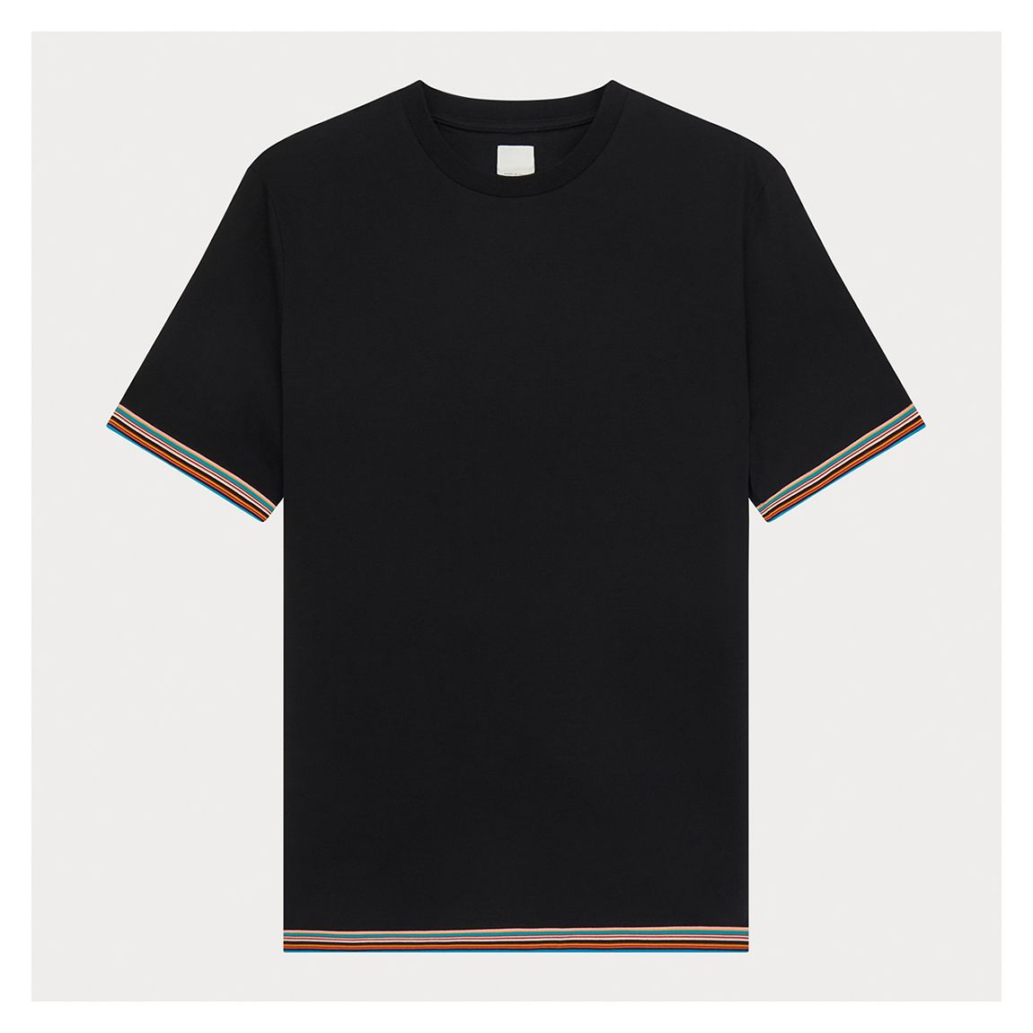 Black Stripe Trim Cotton T-Shirt main product photo