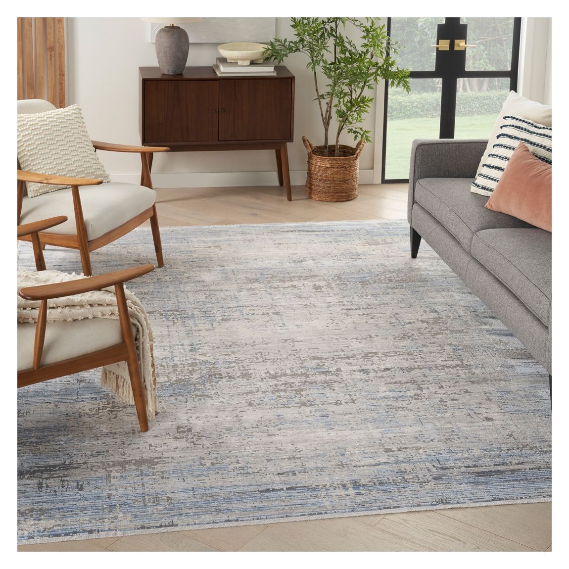 Abstract Hues ABH02 160 x 99cm Rug, Blue/Grey main product photo