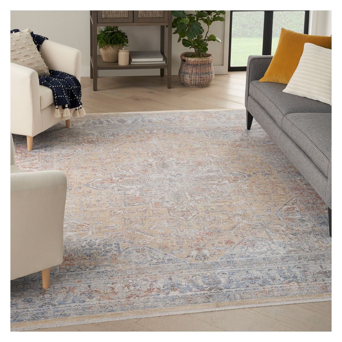 Elegant Heirlooms ELH01 229 x 160cm Rug, Grey/Gold main product photo