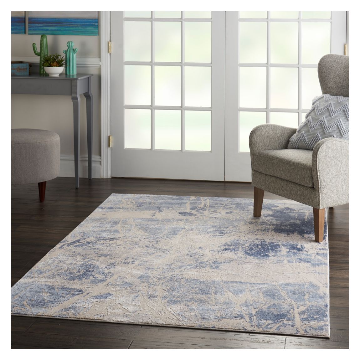 Silky Textures SLY02 221 x 160cm Rug, Blue/Cream main product photo