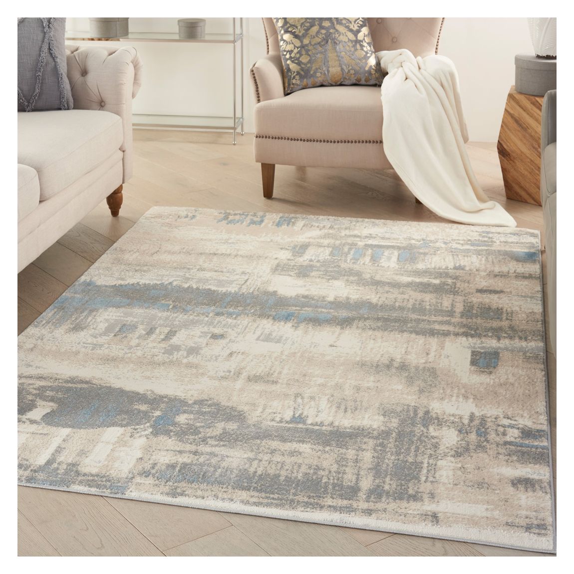 Solace SLA07 221 x 160cm Rug, Ivory/Grey/Blue main product photo