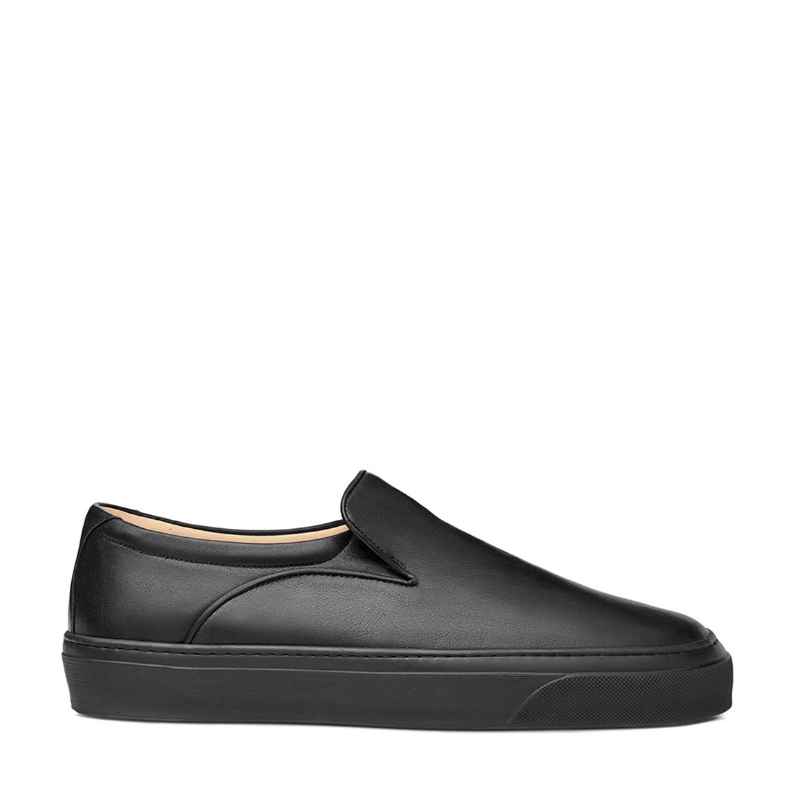 Women's Black Leather Beat Slip On Trainers main product photo