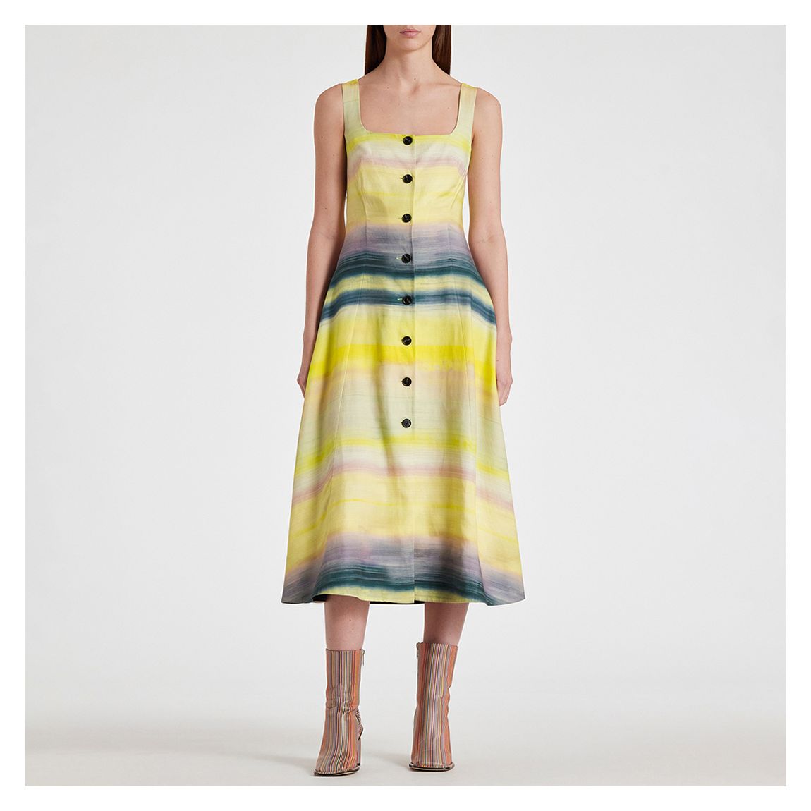 Yellow Ombre Linen Blend Dress main product photo