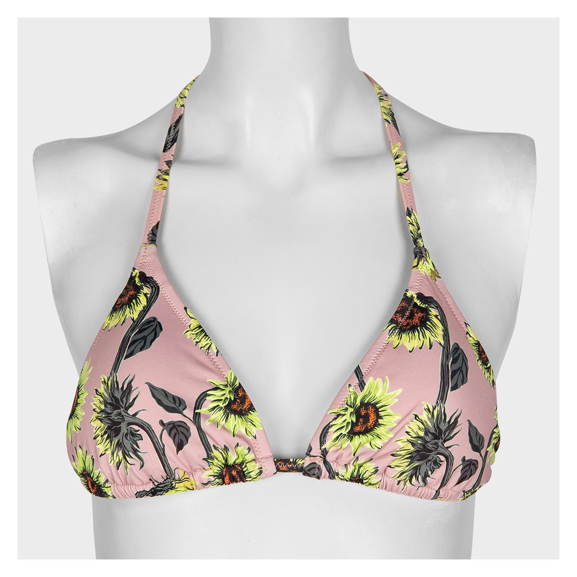Pink Sunflower Triangle Tie Bikini Top main product photo