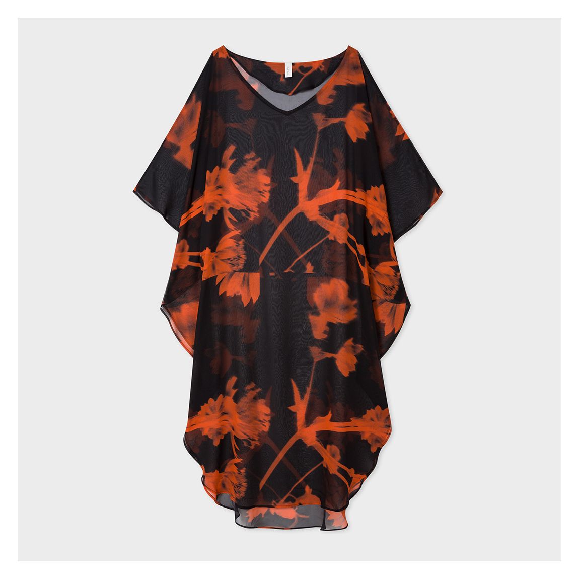 Black Floral Print Silk Beach Tunic main product photo