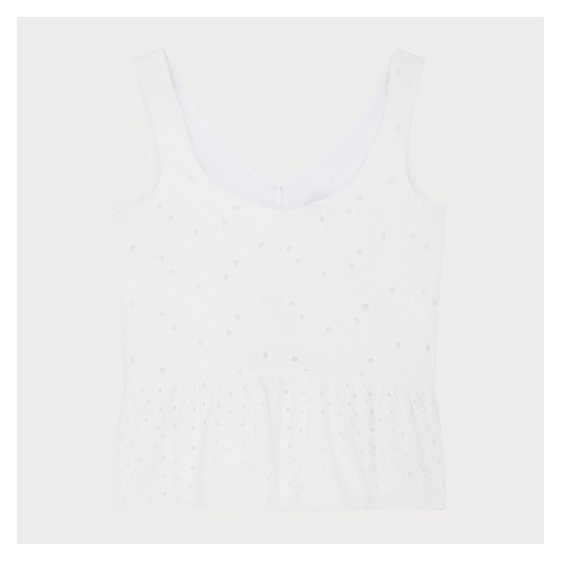 White Broderie Peplum Cotton Top main product photo