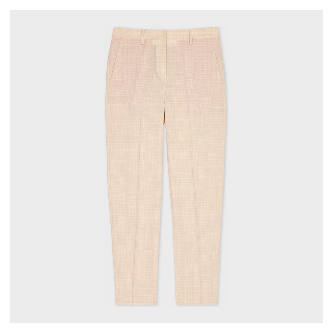 Light Pink Check Tapered Wool Trousers main product photo