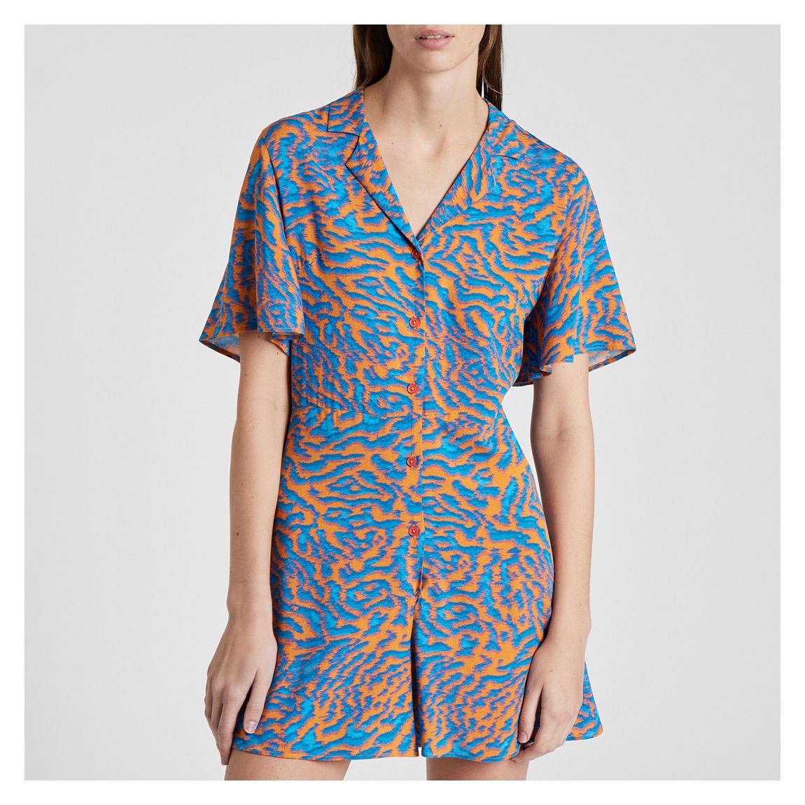 Orange/Blue Button Down Jumpsuit main product photo