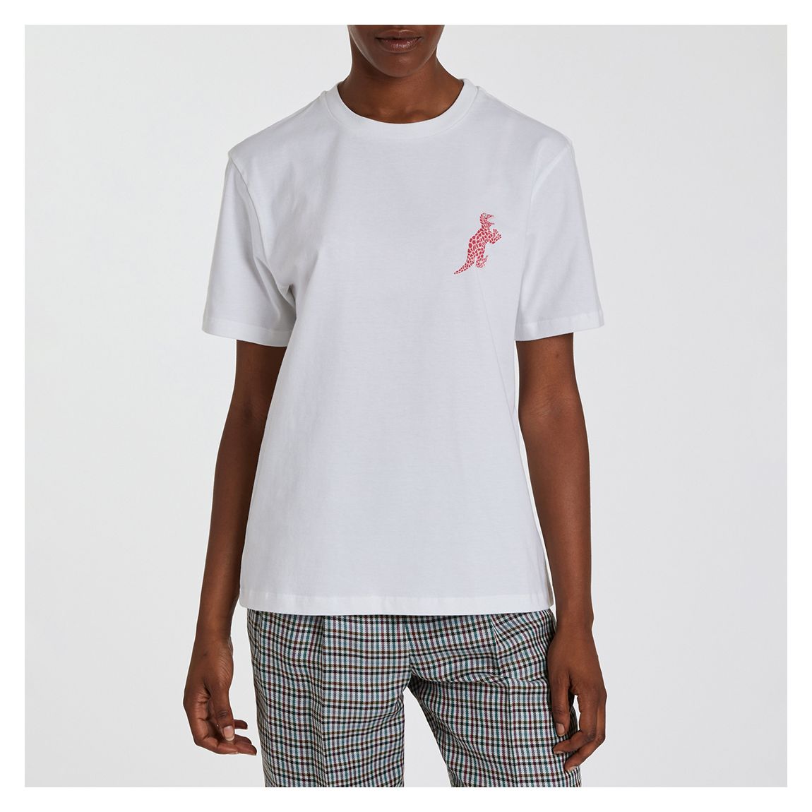 White Dino Print Cotton T-Shirt main product photo