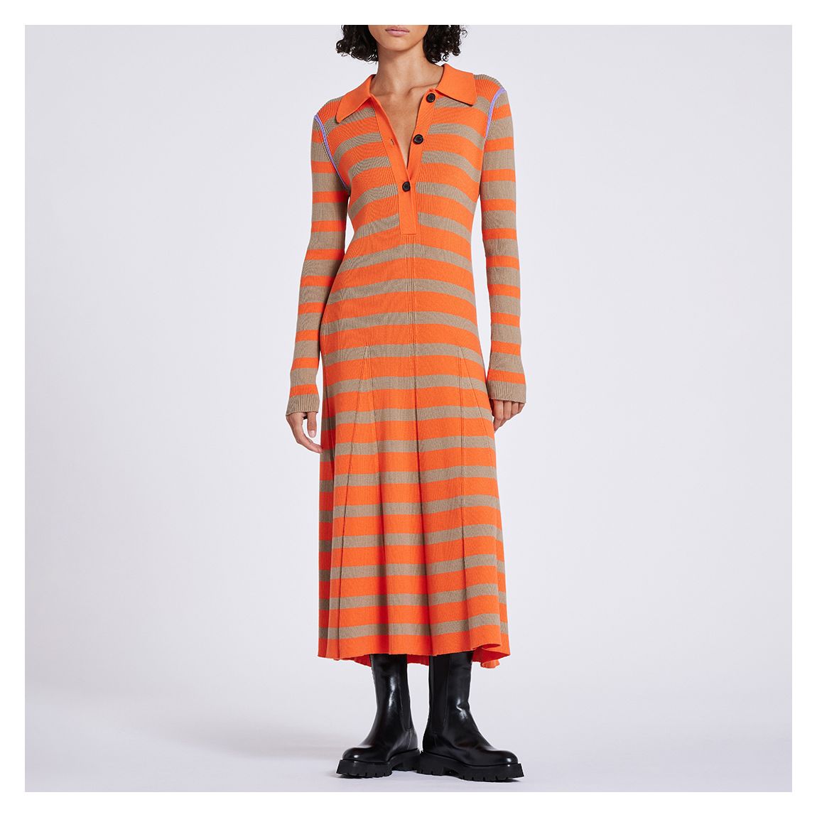 Orange Stripe Cotton Knitted Dress main product photo