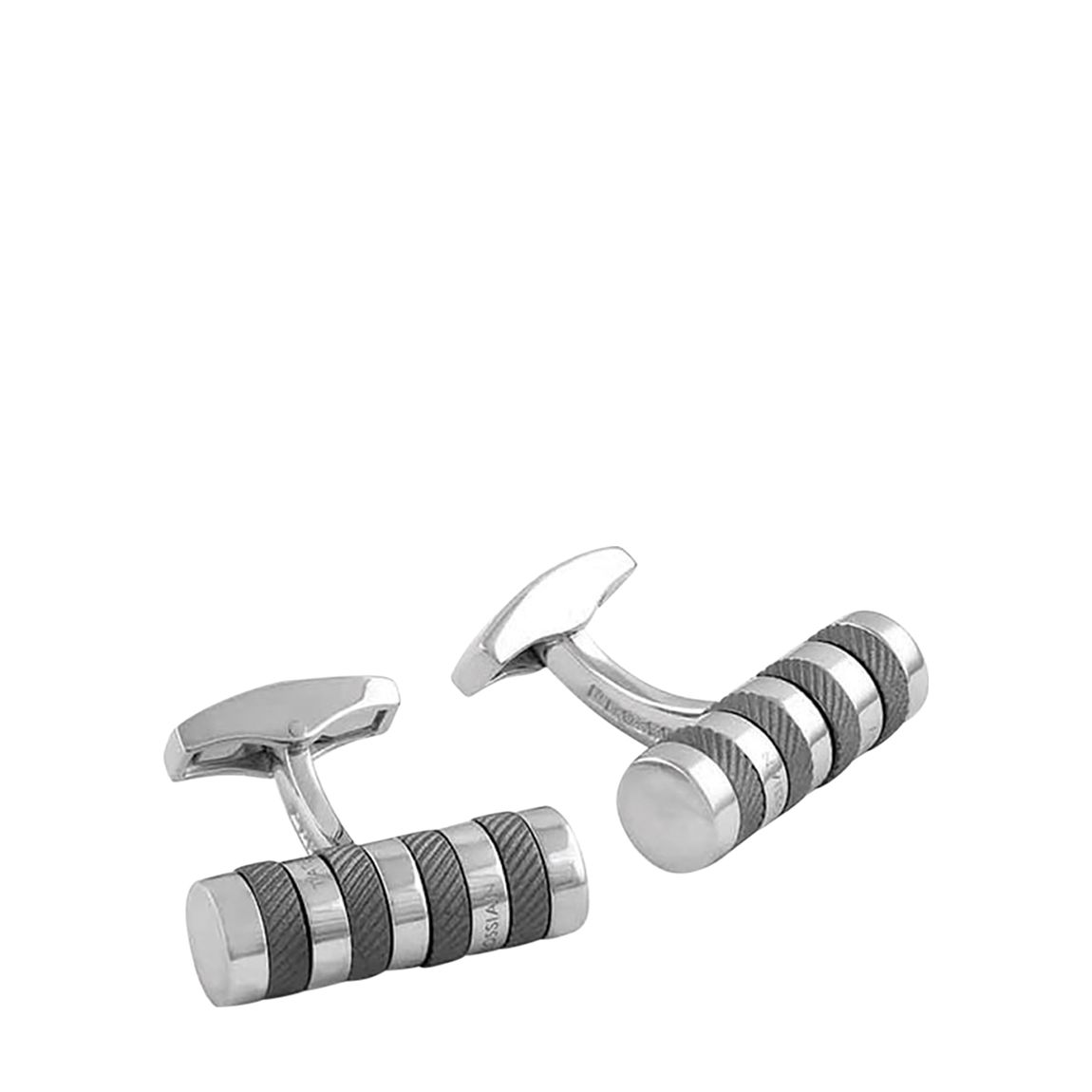 Cylindrical Rotation Silver Cufflinks- Rhodium & Black Rhodium main product photo