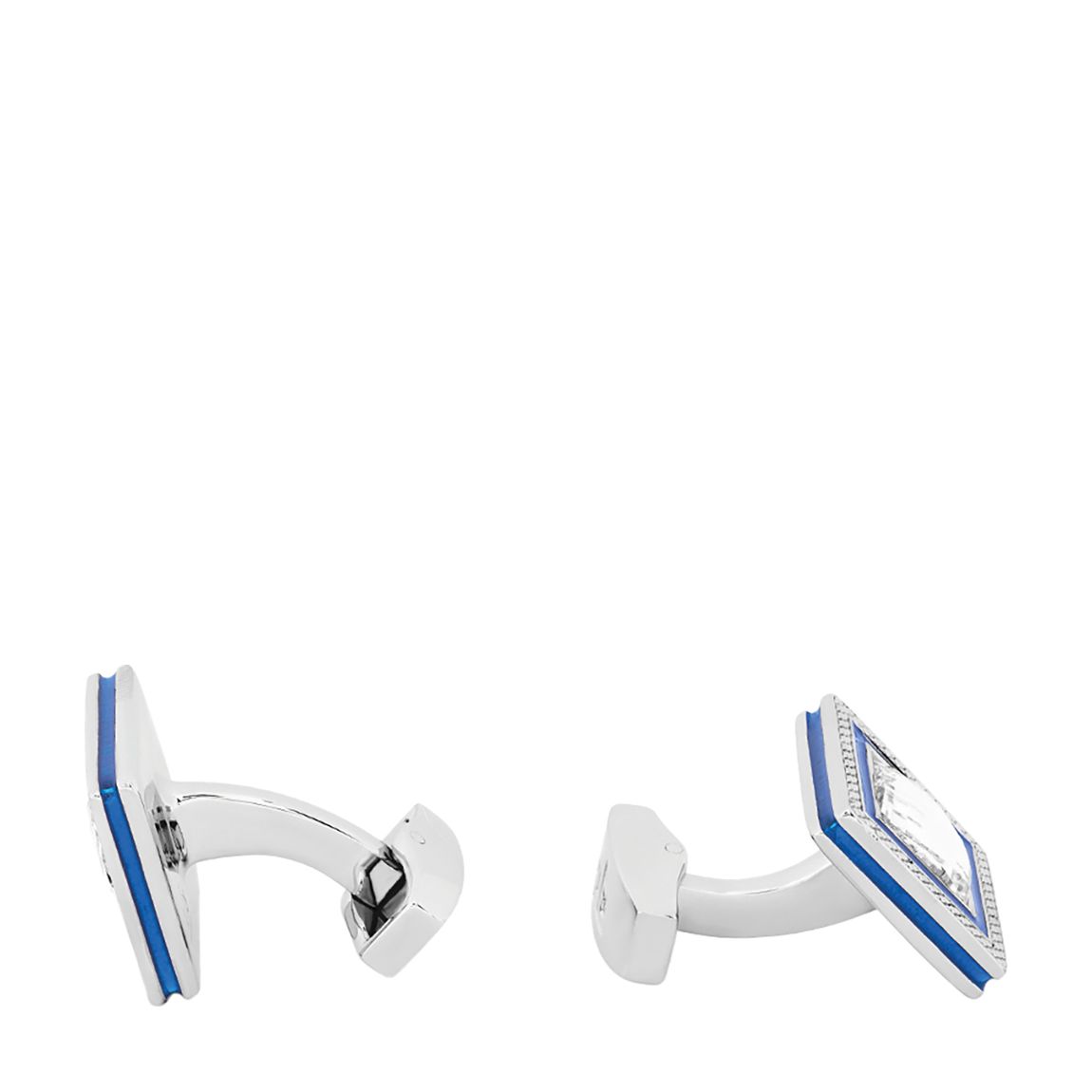 Quadrato cufflinks with navy enamel & clear Swarovski elements main product photo
