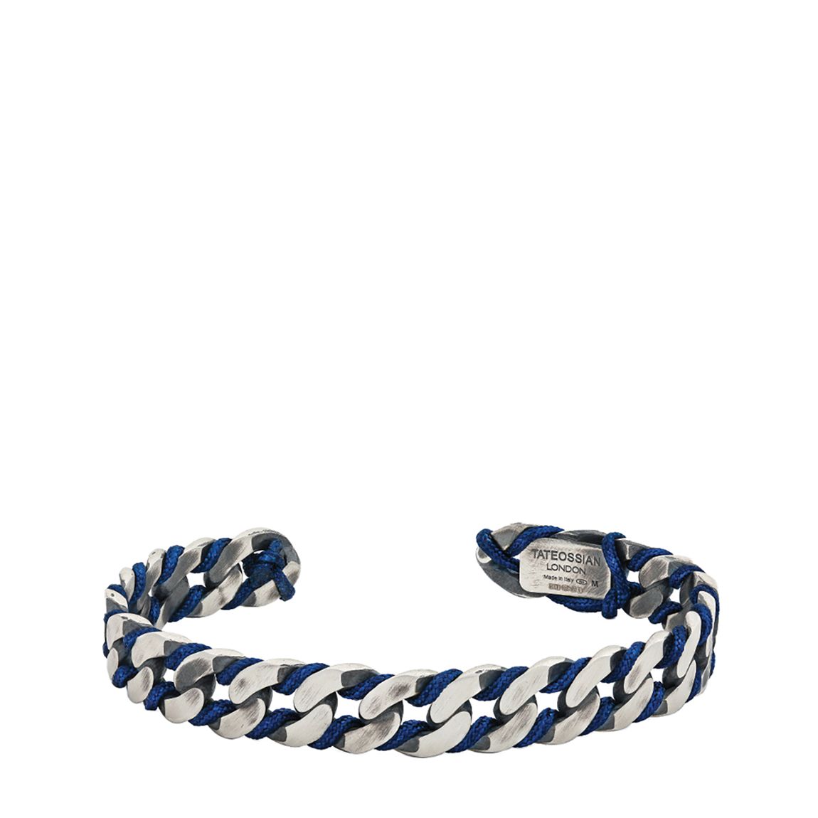 Chain Weave Bangle in Silver and Blue Thread main product photo