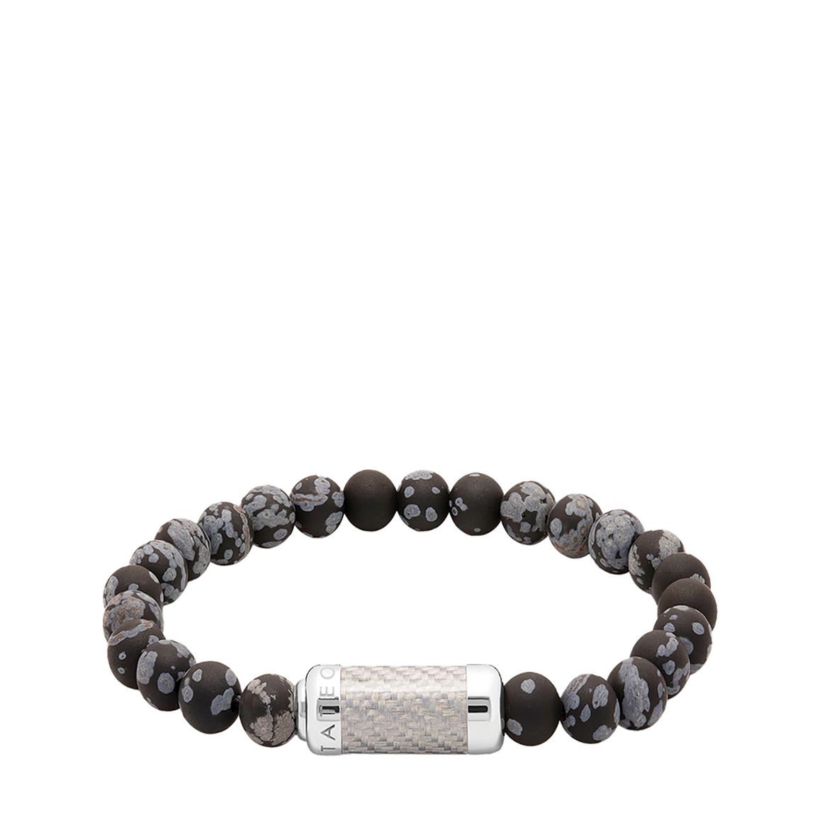 Montecarlo Semi-Precious Beaded Bracelet with Snowflake Obsidian Beads and Grey Alutex Pop Clasp main product photo