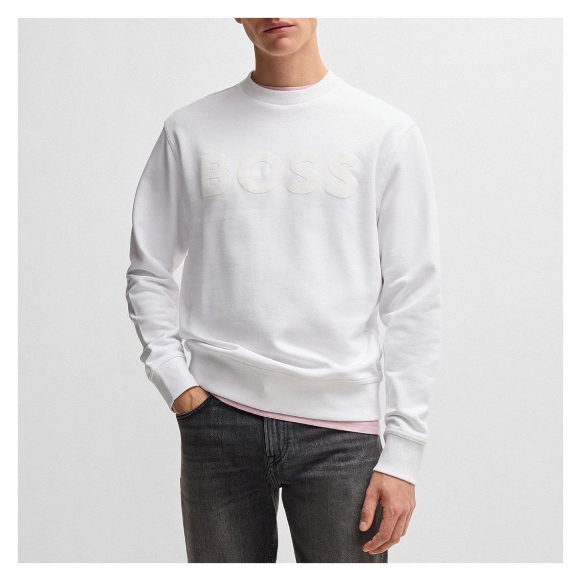 White Crew Neck Cotton Sweatshirt main product photo