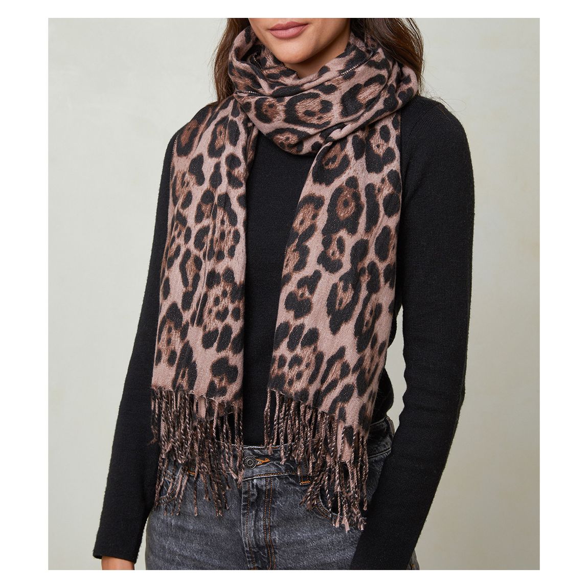 Brown Leopard Print Scarf main product photo